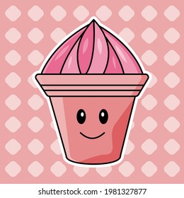 cute ice cream with fresh and attractive color makes anyone want to have it. cartoon vector icon concept. Flat Cartoon Style