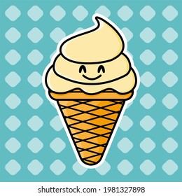 cute ice cream with fresh and attractive color makes anyone want to have it. cartoon vector icon concept. Flat Cartoon Style