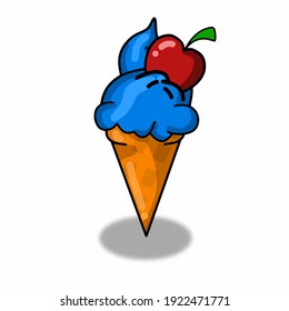 Cute Ice cream fruit topping character vector template design illustration