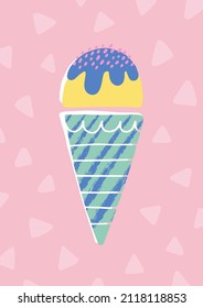 Cute ice cream. Hand drawn vector illustration.