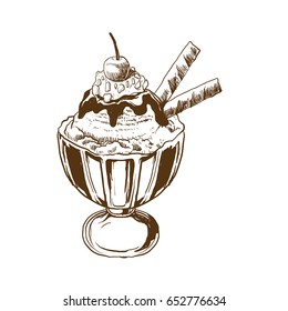 Cute ice cream icon design. Vector illustration