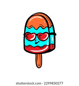 Cute Ice Cream Icon Flat Design Vector Illustration