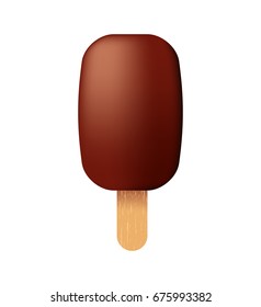 Cute Ice Cream Icon on White Background . Isolated Vector Illustration 