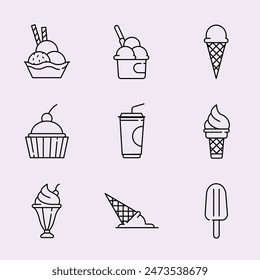 Cute Ice Cream Icon Set