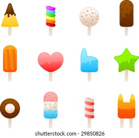cute ice cream icon set