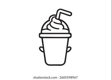 Cute ice cream icon silhouette on white background