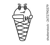 cute ice cream icon, simple flat style, vector illustration, symbol, design logo template pictogram, for ui or ux isolated on white for mobile app, editable