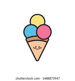  Cute ice cream icon vector.
