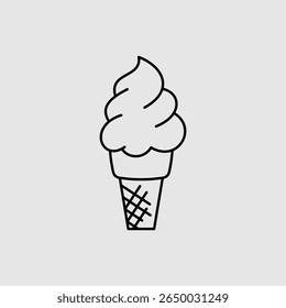 cute ice cream icon vector illustration in black and white flat line style eps 10 png