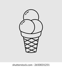 cute ice cream icon vector illustration in black and white flat line style eps 10 png