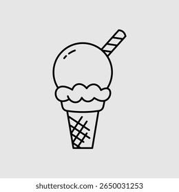 cute ice cream icon vector illustration in black and white flat line style eps 10 png