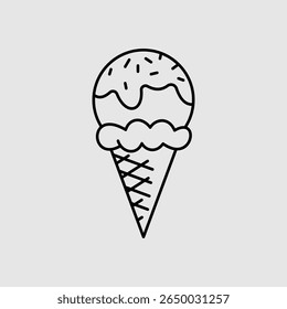 cute ice cream icon vector illustration in black and white flat line style eps 10 png