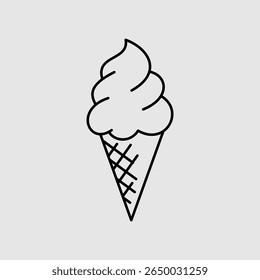 cute ice cream icon vector illustration in black and white flat line style eps 10 png