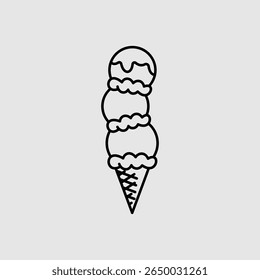 cute ice cream icon vector illustration in black and white flat line style eps 10 png