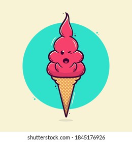 cute ice cream illustration Premium Vector