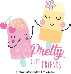 cute ice cream illustration, vector, slogan