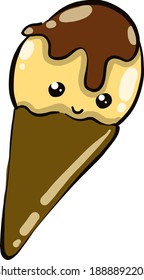 Helado lindo, ilustración, vector sobre fondo blanco