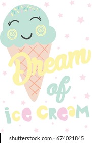 cute ice cream illustration,vector, slogan