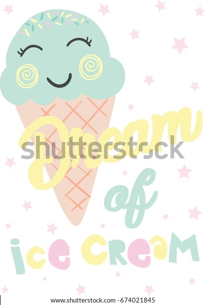 かわいいアイスクリームイラスト ベクター画像 スローガン のベクター画像素材 ロイヤリティフリー