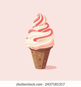 Lindo helado aislado sobre fondo rosa, diferentes sabores. Ilustración vectorial en estilo plano