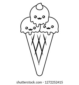 cute ice cream kawaii character
