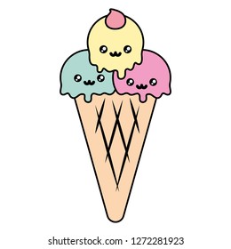 cute ice cream kawaii character