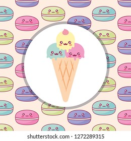cute ice cream kawaii character