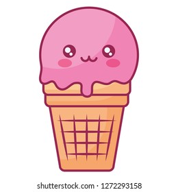 cute ice cream kawaii character