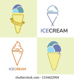 cute ice cream logo vector logo template