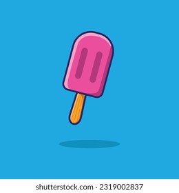 Cute Ice Cream With Love Vector In Funny Animal Cartoon Illustration Style. Premium Vector. Animal Cartoon Mascot Design