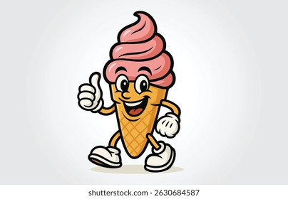 Cute Ice Cream Mascot Cartoon Character Template