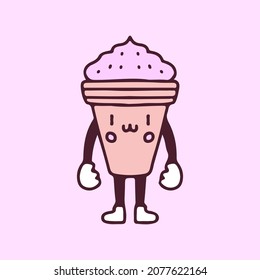 Cute ice cream mascot illustration. Vector graphics for t-shirt prints and other uses.