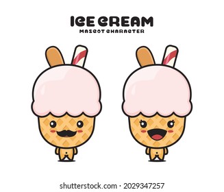 cute ice cream mascot, isolated on white background