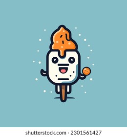 Cute ice cream mascot logo illustration