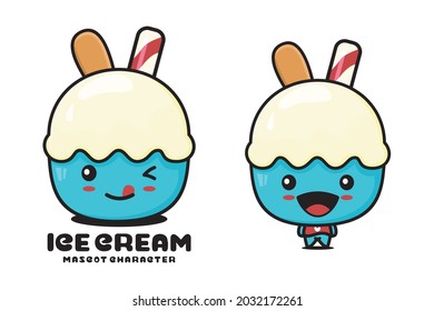 cute ice cream mascot, suitable for logos, packaging labels, stickers, etc.