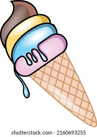 cute ice cream with melted cream