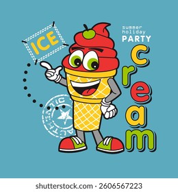 cute ice cream, Natural food, isolated Flat Vector Illustration