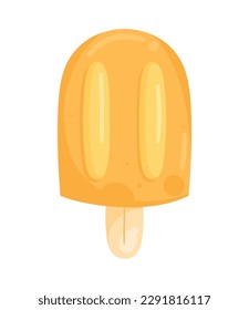 Cute ice cream on stick over white