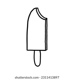 Cute ice cream on a stick hand-drawn doodle. Vector illustration EPS10. Can be used for banners, sites, menu design, packaging or cooking book. Isolated on white background