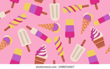 Cute ice cream pattern background vector design