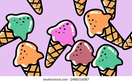 Diseño lindo del Vector del fondo del patrón del helado