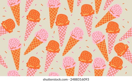 Cute ice cream pattern background vector design