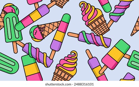 Diseño lindo del Vector del fondo del patrón del helado