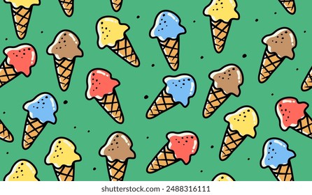 Diseño lindo del Vector del fondo del patrón del helado