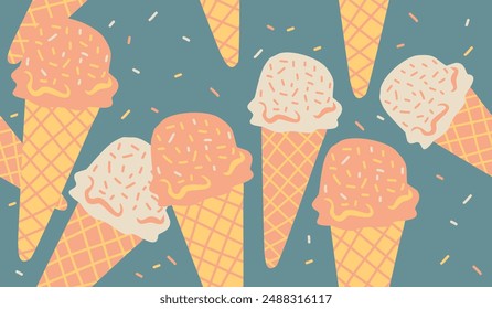 Diseño lindo del Vector del fondo del patrón del helado