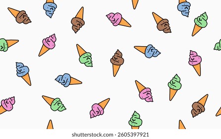 Cute ice cream pattern background vector design