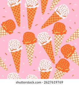 Cute ice cream pattern background vector design