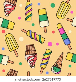 Cute ice cream pattern background vector design