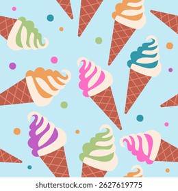 Cute ice cream pattern background vector design