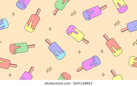 Cute ice cream pattern background vector design